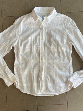 J. McLaughlin White Cotton Button Down Blouse Shirt-Size 4